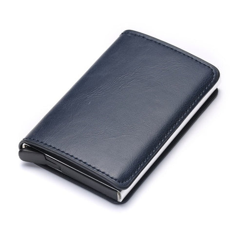  Aluminum, Metal, Leather Anti theft Wallet - Golden Buy