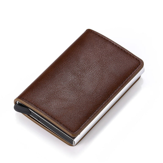  Aluminum, Metal, Leather Anti theft Wallet - Golden Buy