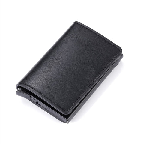 Aluminum, Metal, Leather Anti theft Wallet - Golden Buy