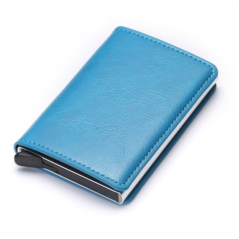 Aluminum, Metal, Leather Anti theft Wallet - Golden Buy