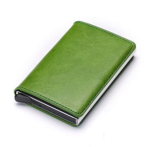  Aluminum, Metal, Leather Anti theft Wallet - Golden Buy