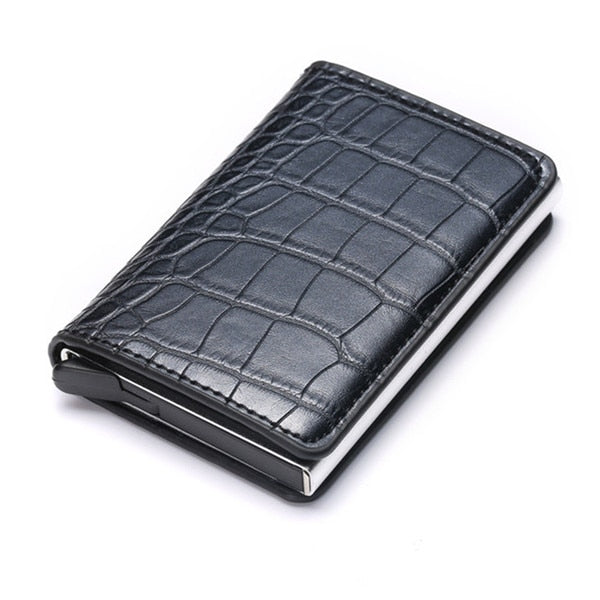  Aluminum, Metal, Leather Anti theft Wallet - Golden Buy